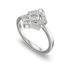 Georgian Inspired Shield Shaped Ring in 14K White Gold with diamond