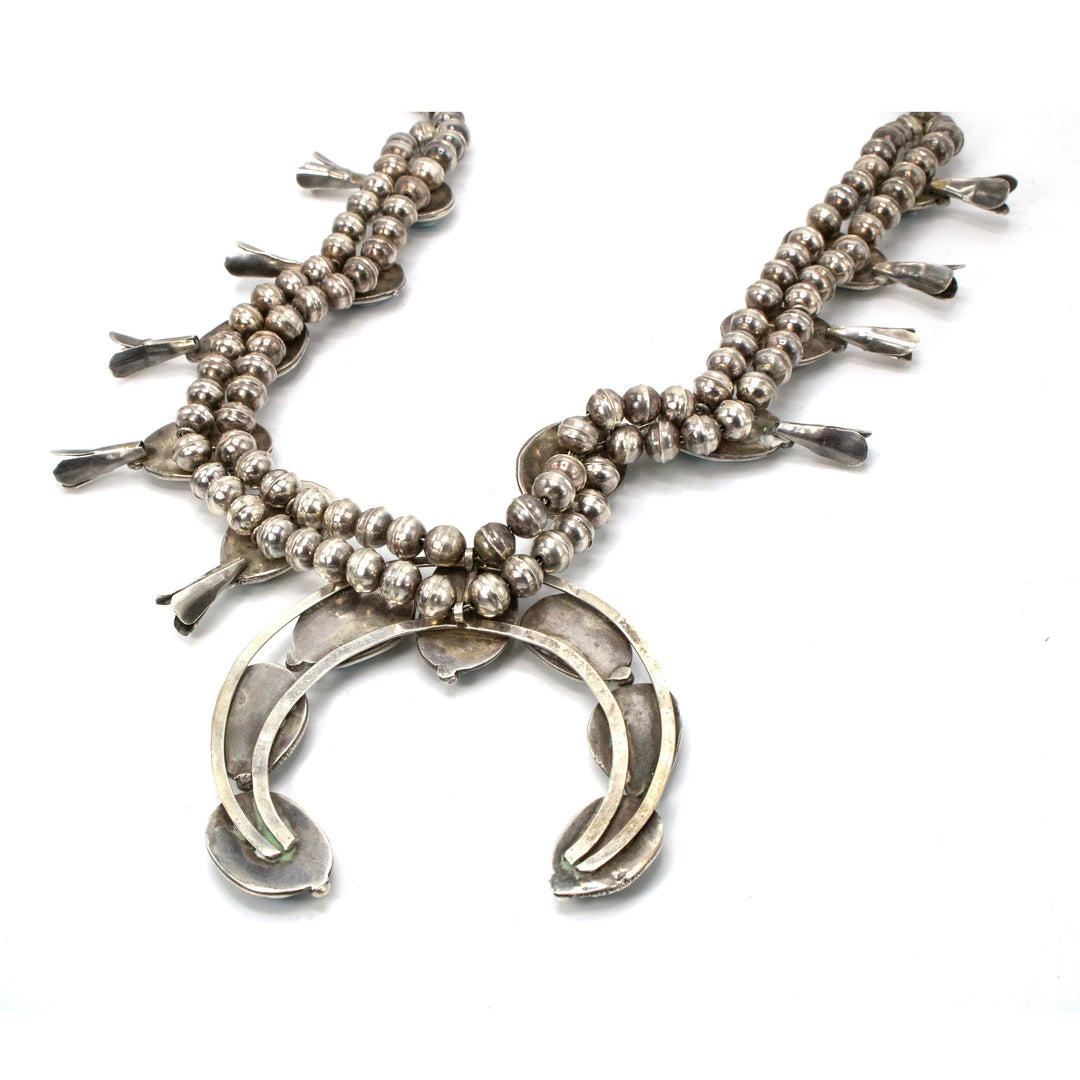 Vintage Native American Silver and Turquoise Squash Blossom