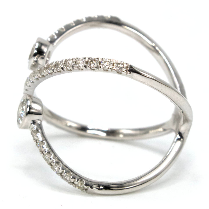 Modern 14K White Gold Diamond Crossover Ring