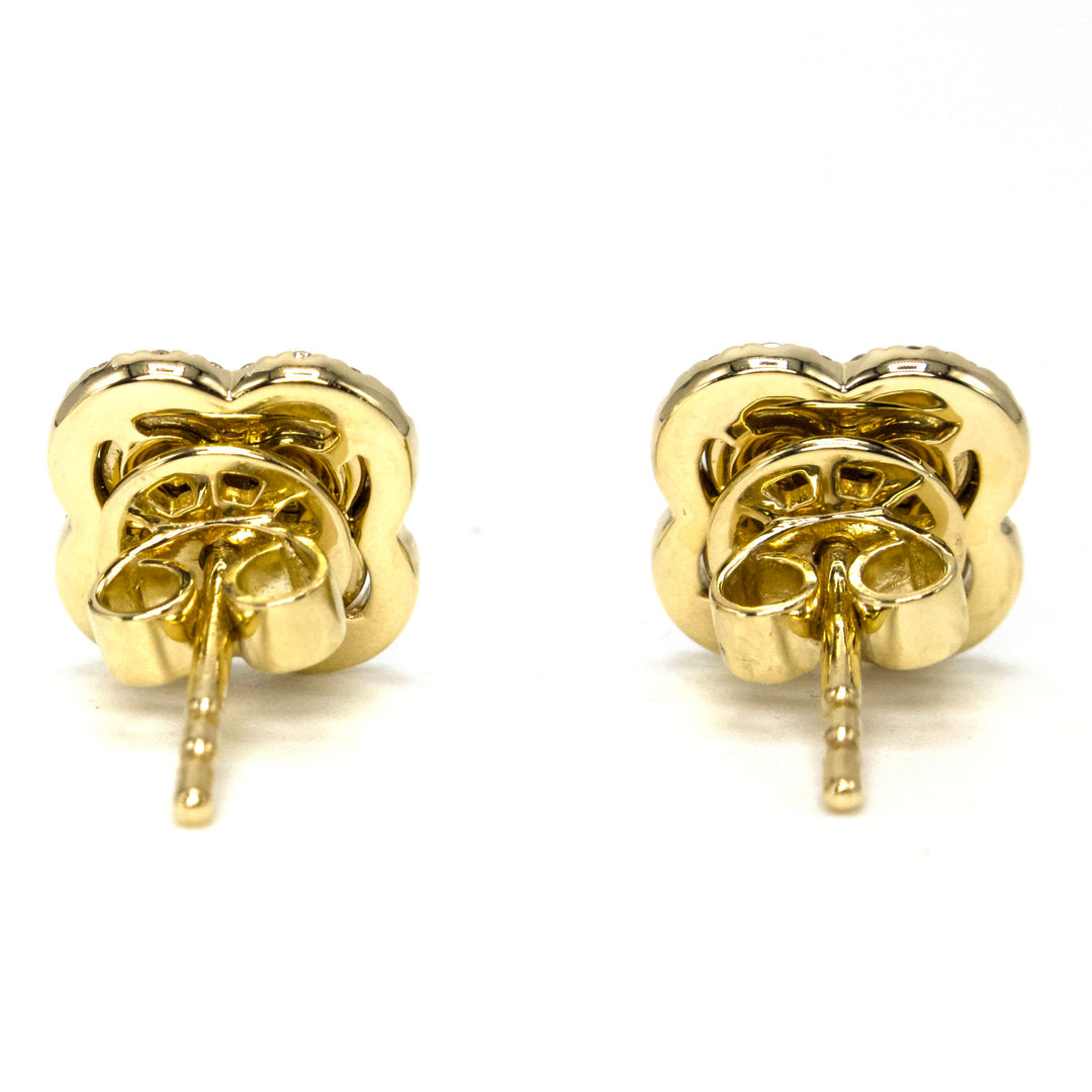 Petite Gold and Diamond Quatrefoil Clover Stud Earrings
