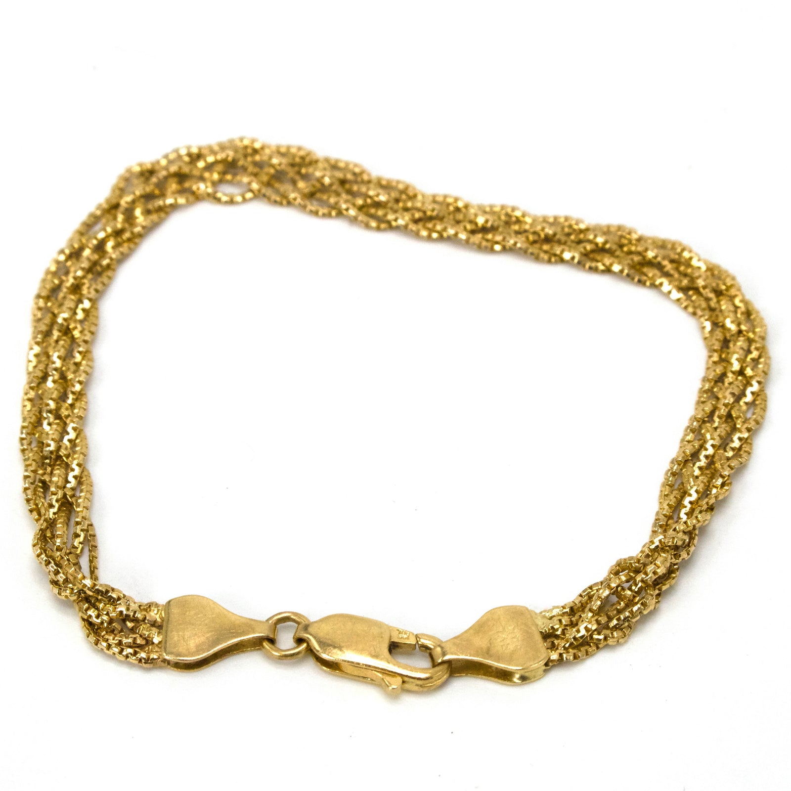 Vintage 14K Yellow Gold Woven Box Chain Bracelet 7.25"