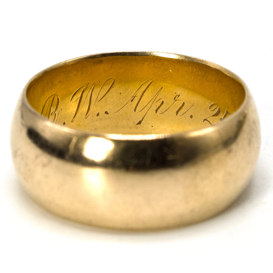 18K Yellow Gold Wide Cigar Style Wedding Band