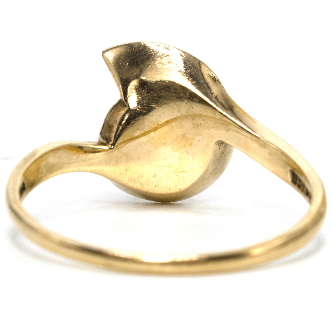 Vintage Midcentury Esemco Gold Asymmetric Pearl Swoop Ring