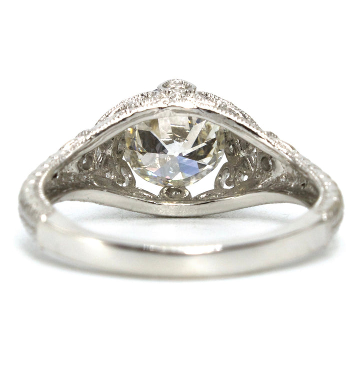 1.28 Carat Old European Cut Edwardian Inspired Platinum Diamond Solitaire