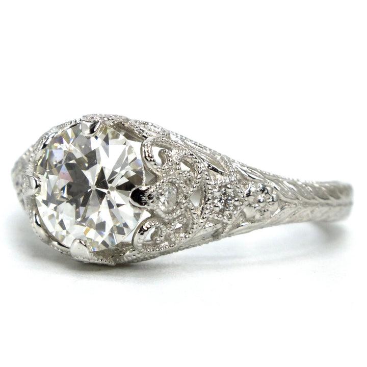 1.28 Carat Old European Cut Edwardian Inspired Platinum Diamond Solitaire