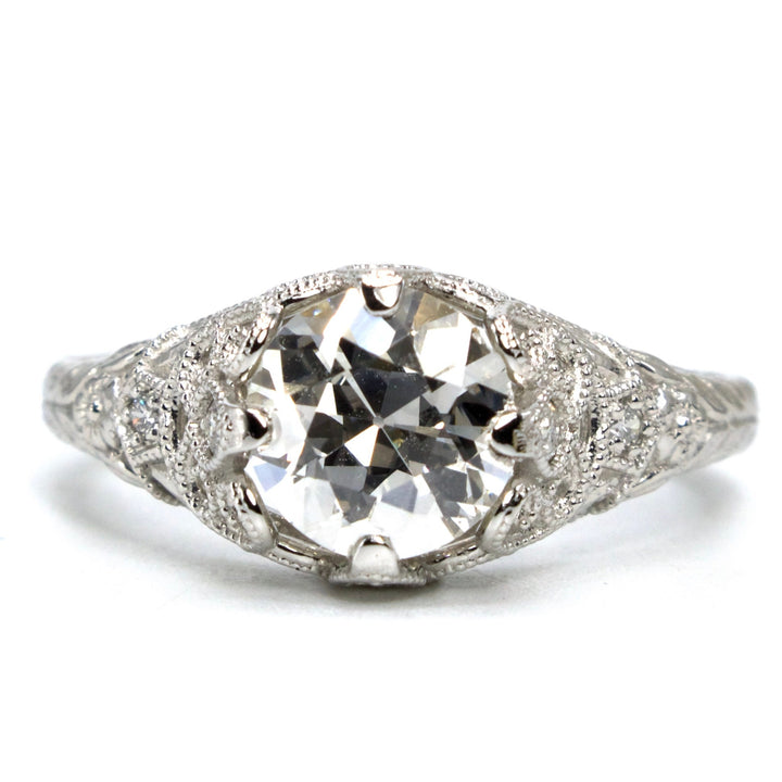 1.28 Carat Old European Cut Edwardian Inspired Platinum Diamond Solitaire