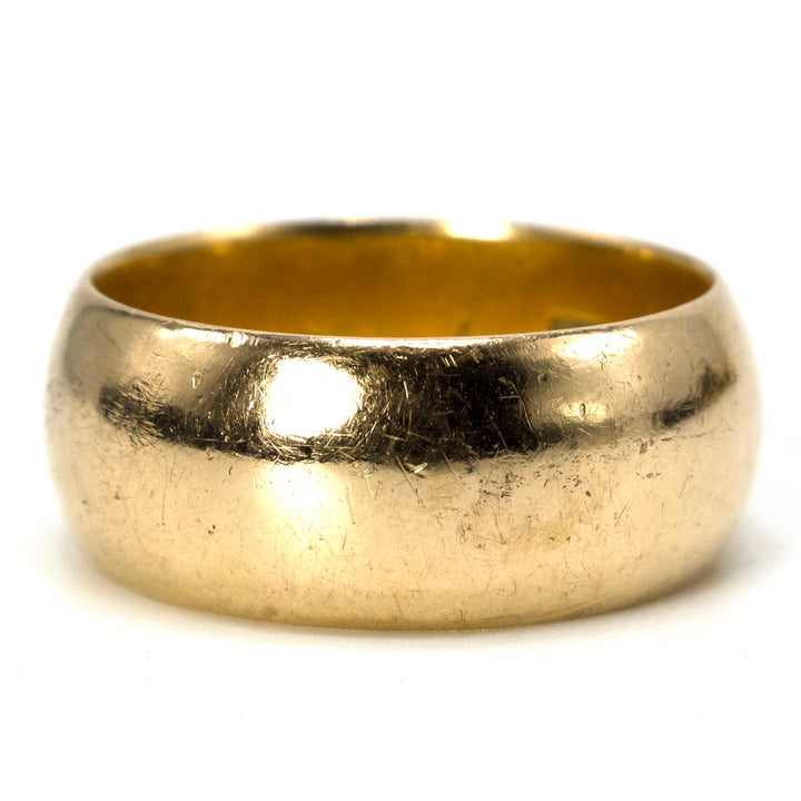 18K Yellow Gold Wide Cigar Style Wedding Band