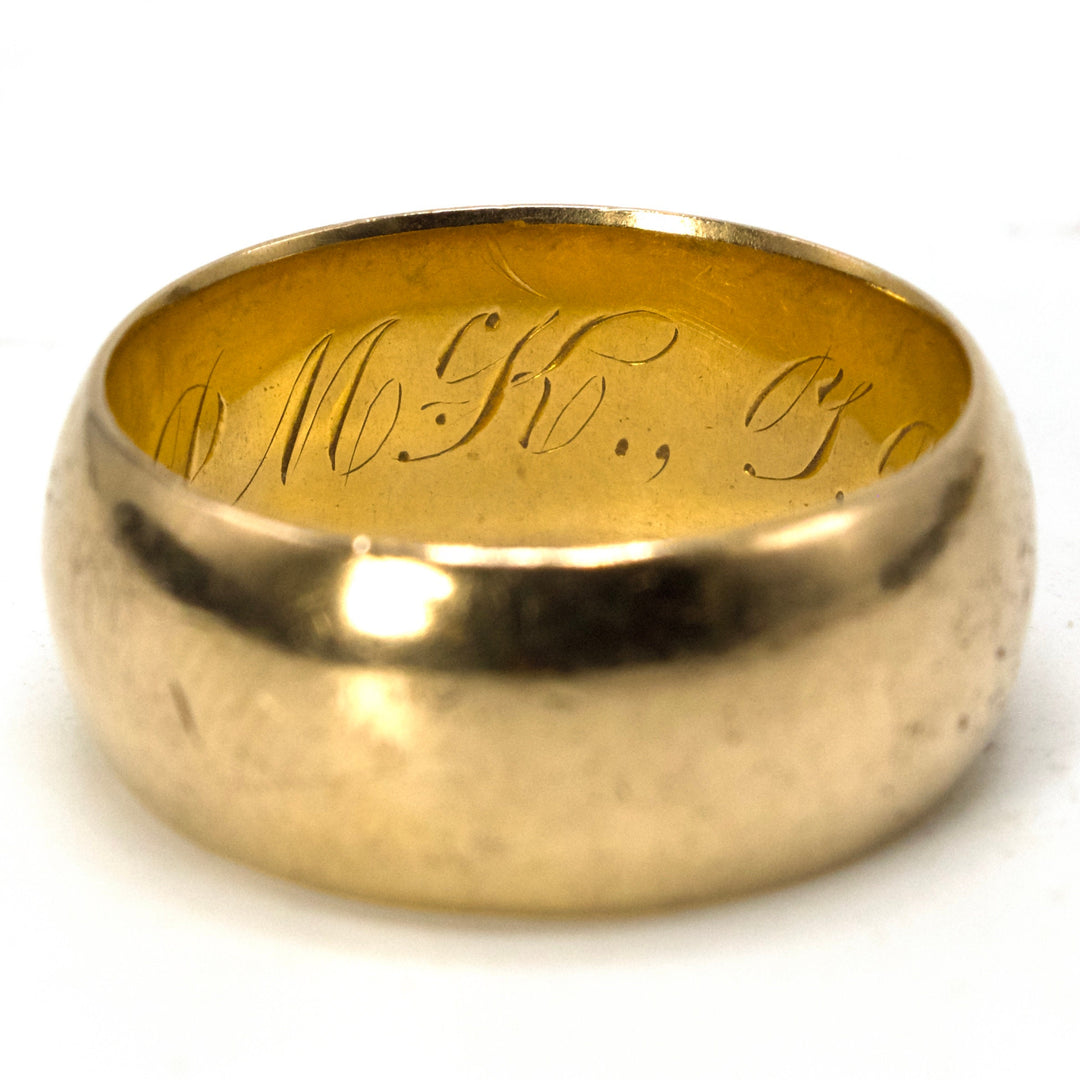 18K Yellow Gold Wide Cigar Style Wedding Band