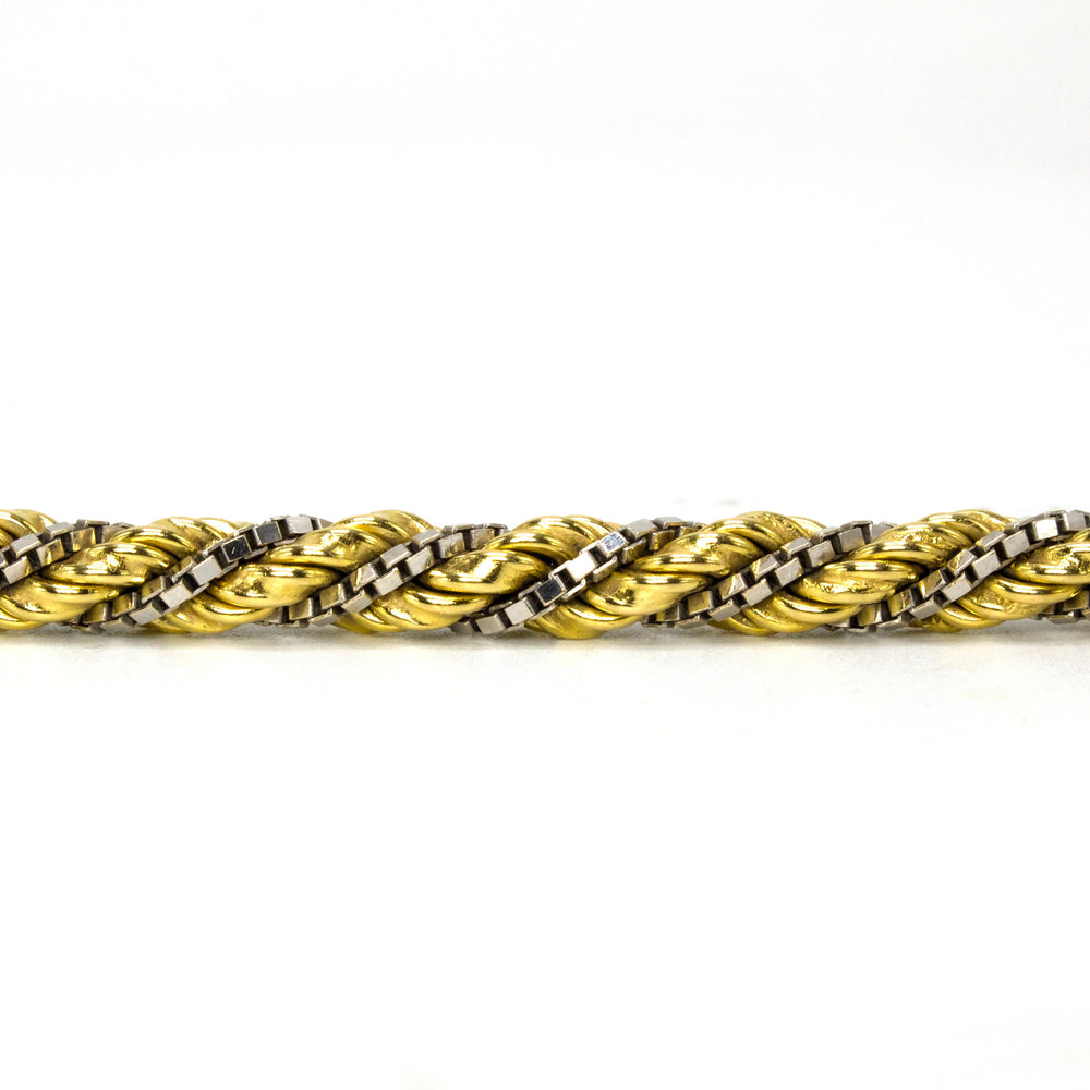 Vintage Twisted 18 Karat Gold Two Tone Chain Bracelet