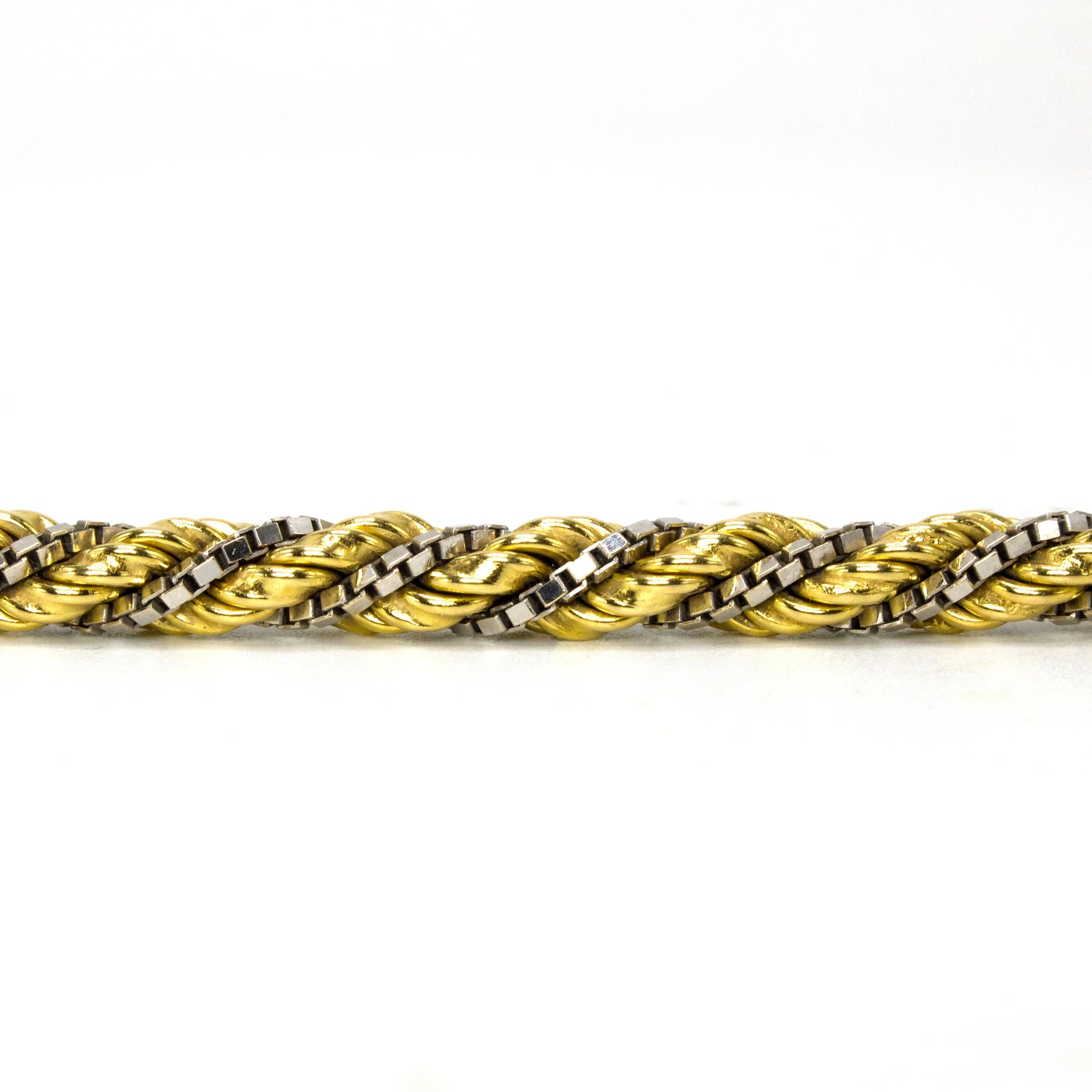 Vintage Twisted 18 Karat Gold Two Tone Chain Bracelet