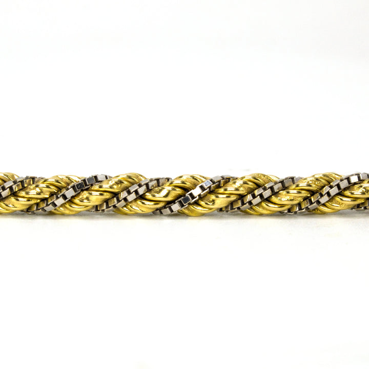 Vintage Twisted 18 Karat Gold Two Tone Chain Bracelet