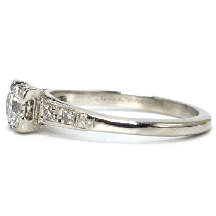 Half Carat Old European Cut Diamond Accented Platinum Solitaire