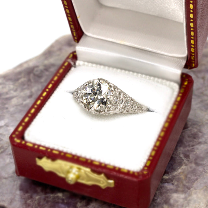 1.28 Carat Old European Cut Edwardian Inspired Platinum Diamond Solitaire