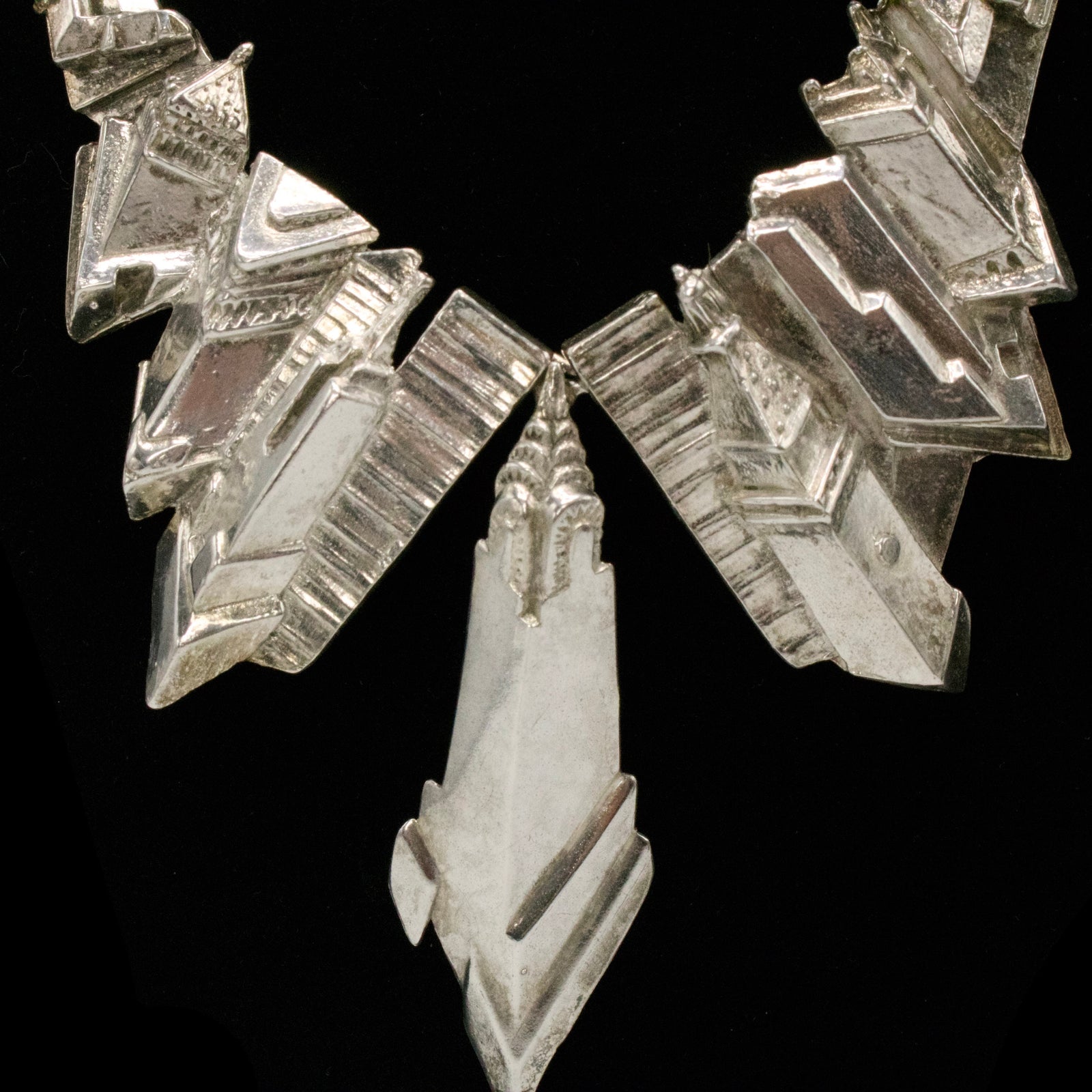 Signed Alex Streeter New York City Skyline Necklace in Sterling Silver circa 1986