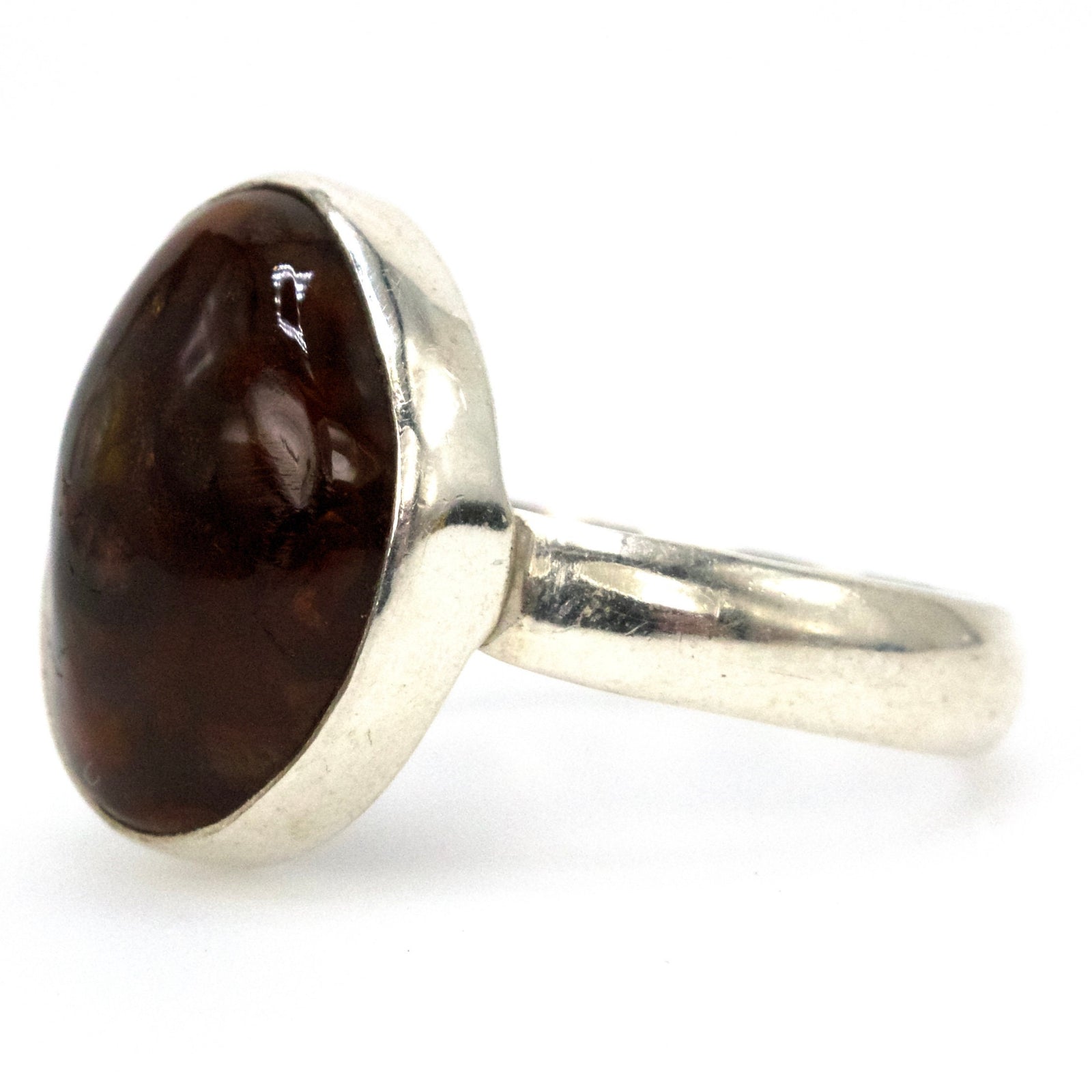Estate Bezel Set Fire Agate Sterling Silver Ring