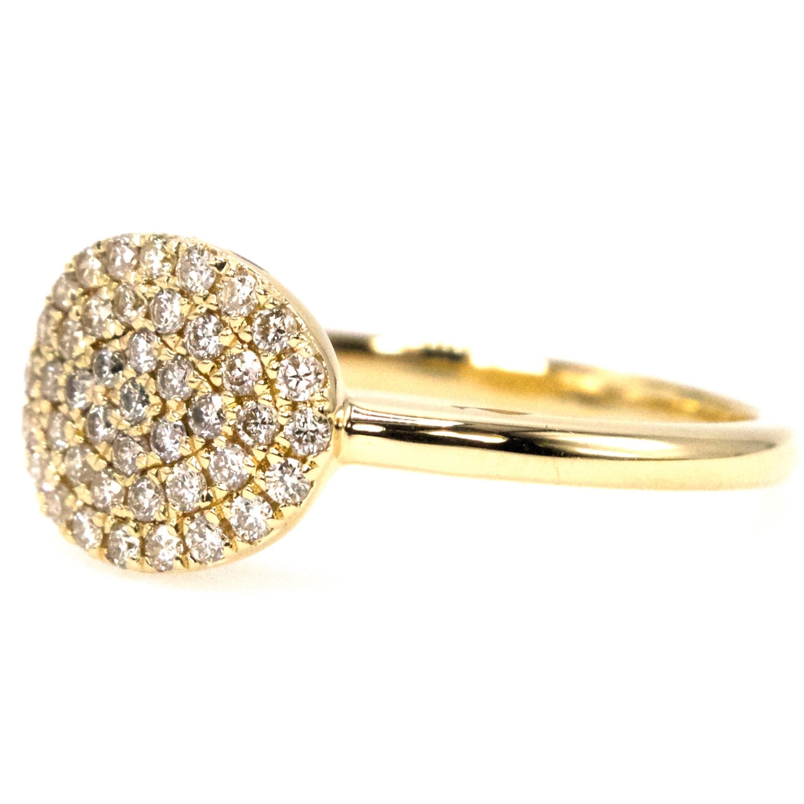 14 Karat Yellow Gold Pavé Diamond Disc Ring