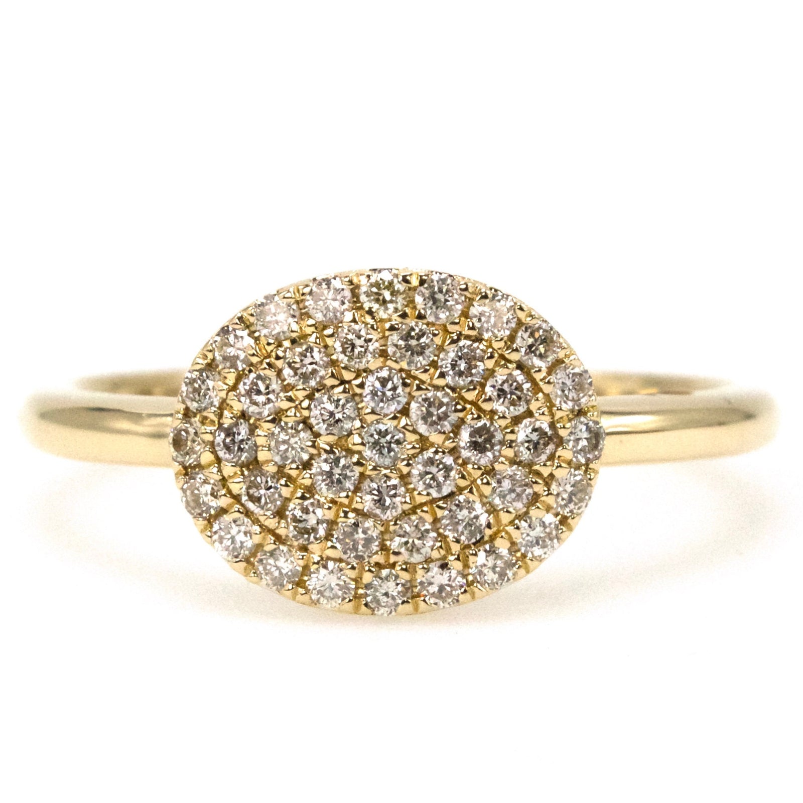 14 Karat Yellow Gold Pavé Diamond Disc Ring