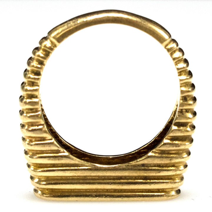 Vintage Fluted 14 Karat Gold Ring with Five Diamonds