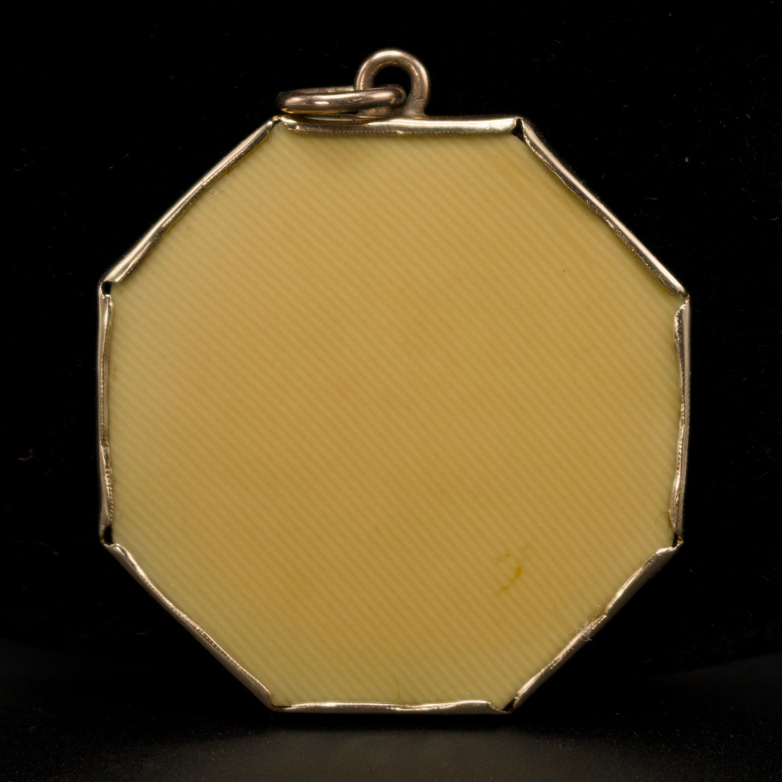 Large Victorian Octagonal Pietra Dura Pendant with Blossoming Flower in 14 Karat Gold