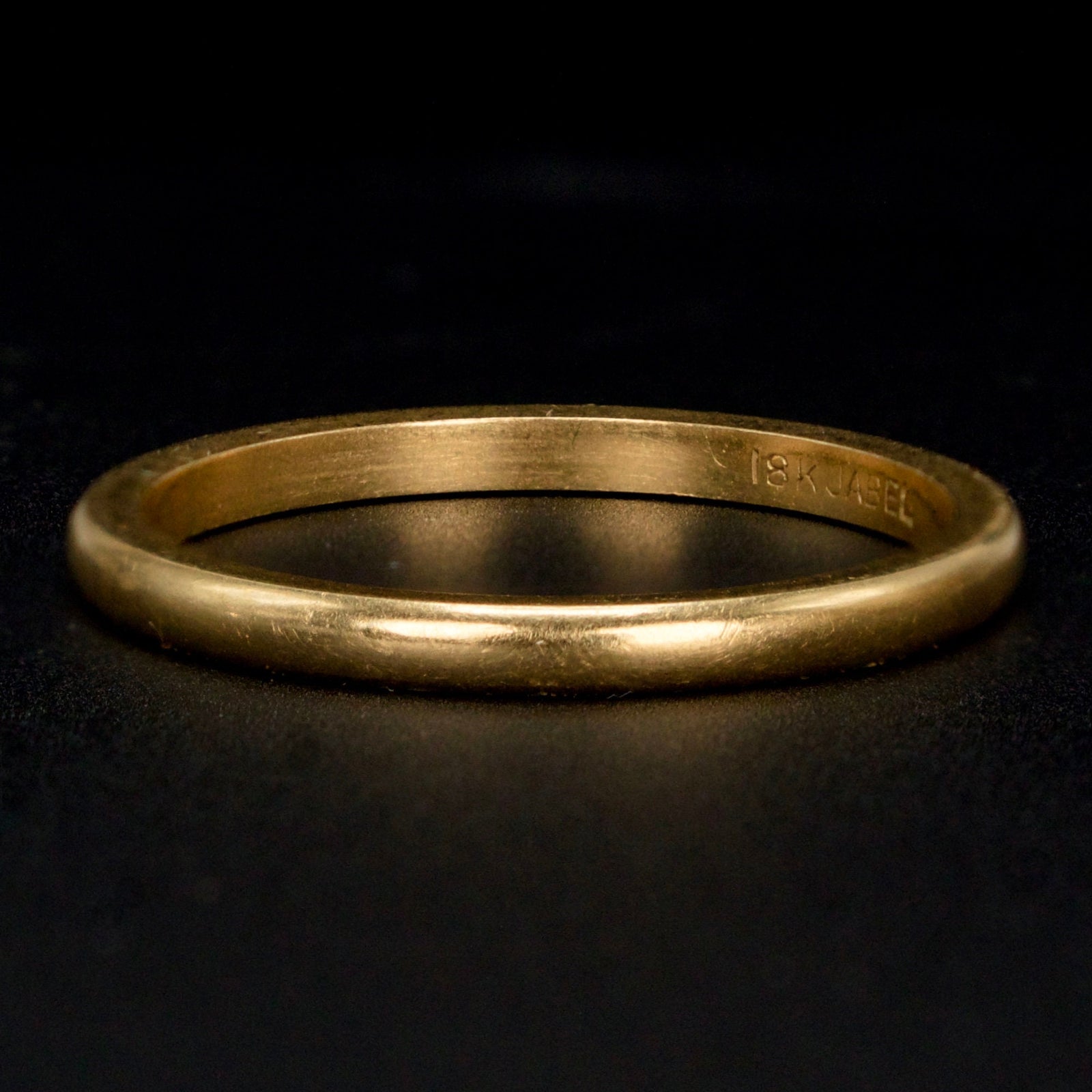 Estate Jabel Half Round 18K Yellow Gold Thin Band