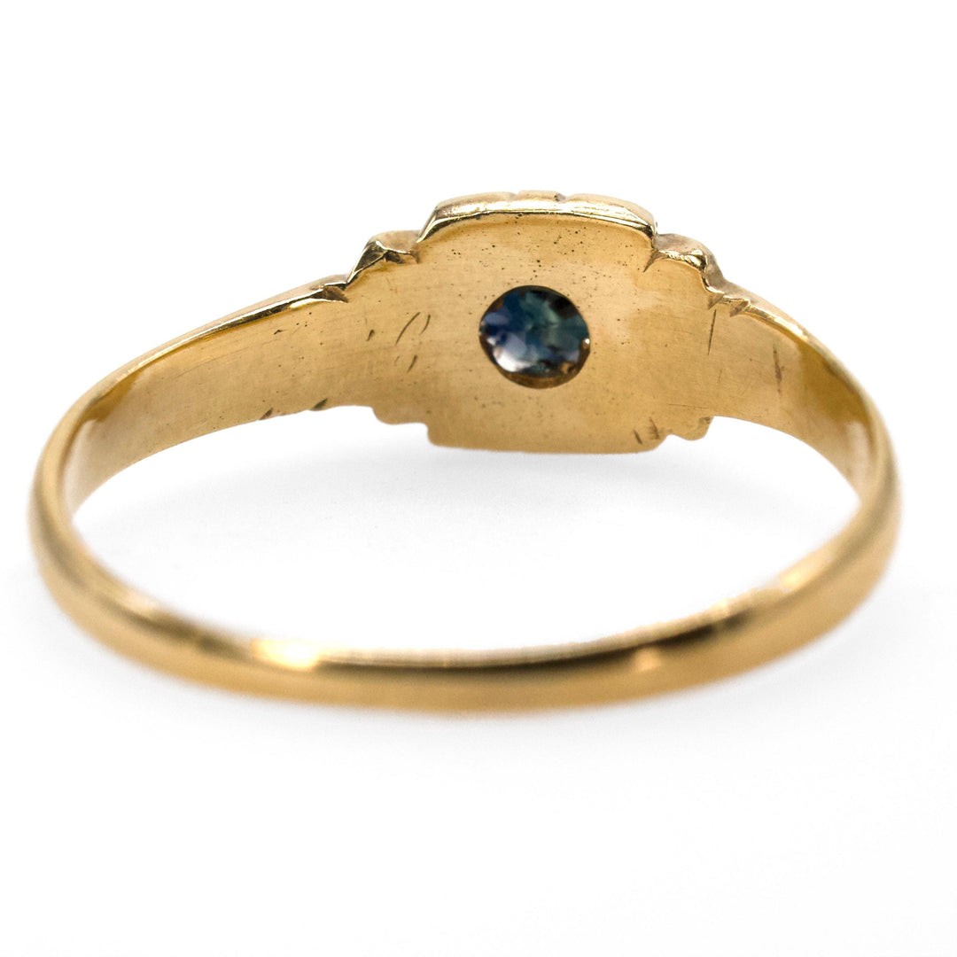 Petite Victorian Yellow Gold and Sapphire Solitaire Ring