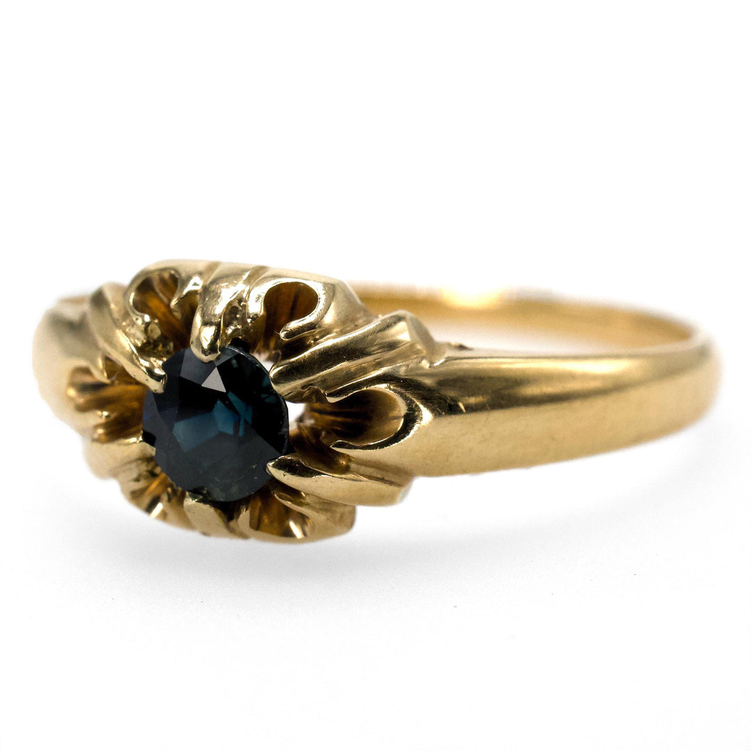 Petite Victorian Yellow Gold and Sapphire Solitaire Ring