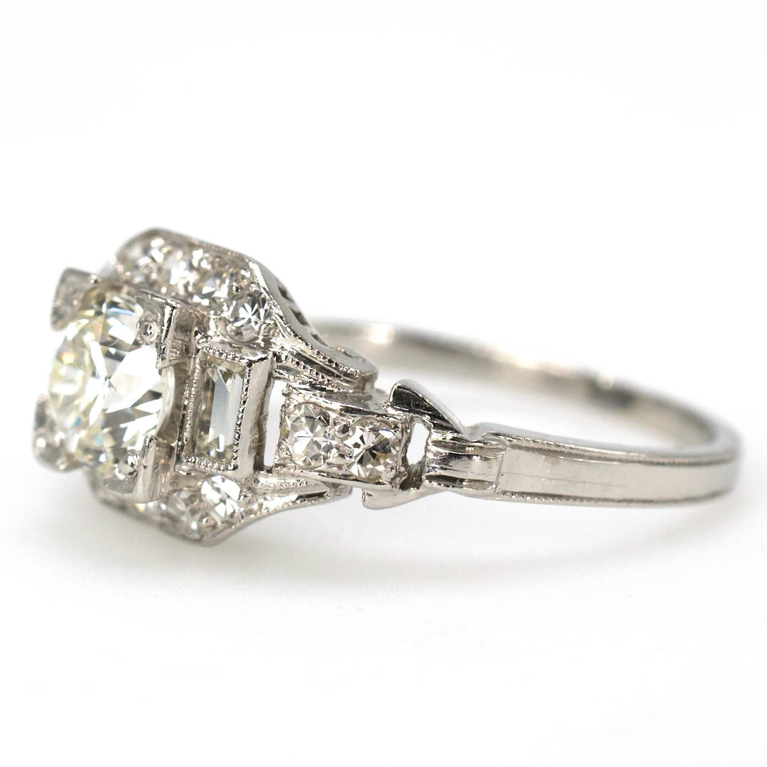 Original Art Deco 0.54 Carat Transitional Cut Diamond and Platinum Engagement Ring