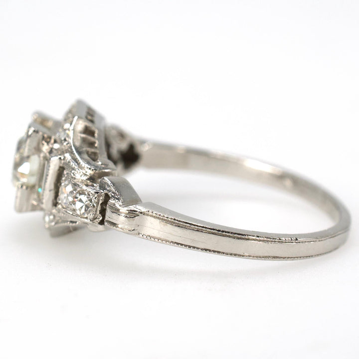 Original Art Deco 0.54 Carat Transitional Cut Diamond and Platinum Engagement Ring