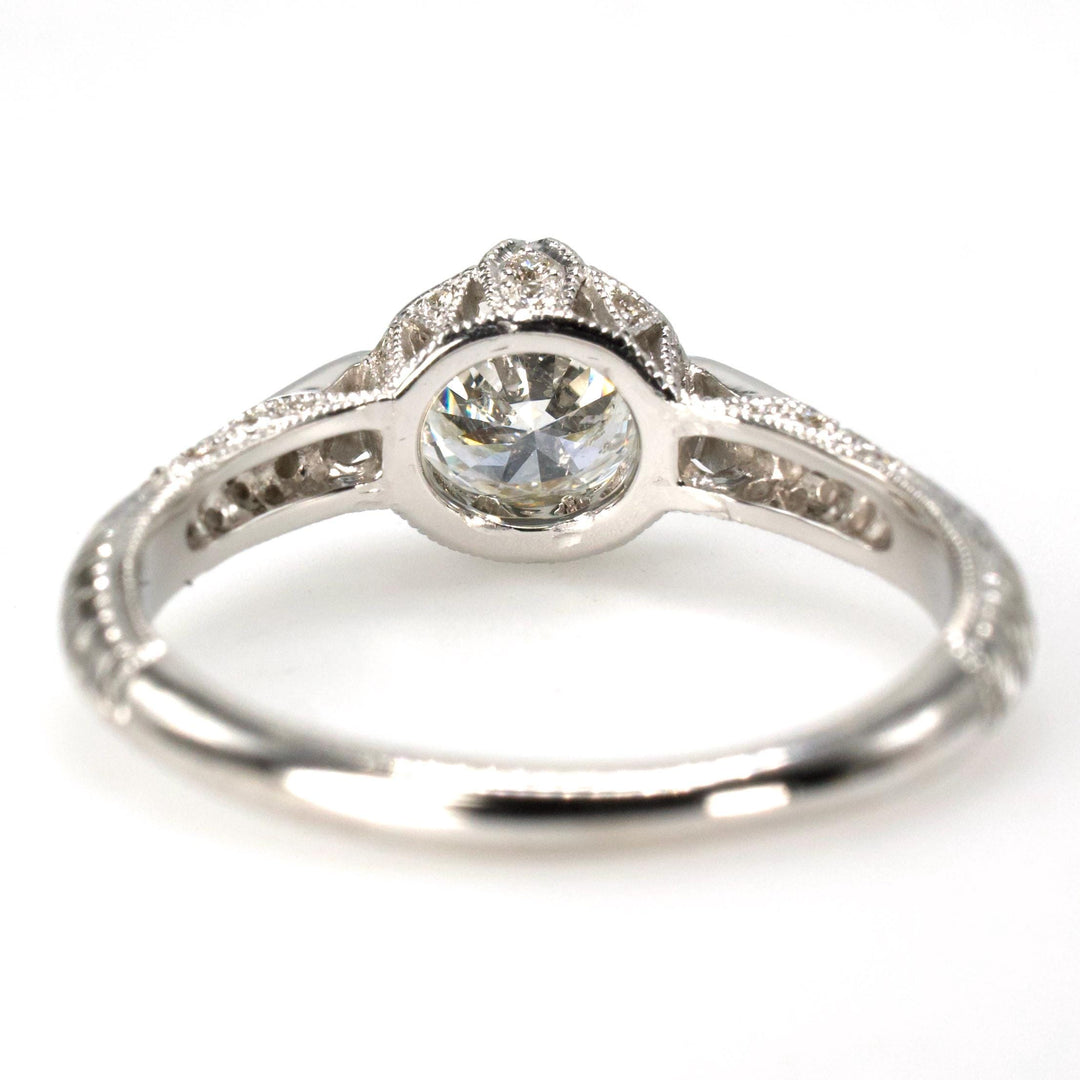 1.01 Carat Certified Natural Diamond Solitaire in 14K White Gold Art Deco Style Mounting