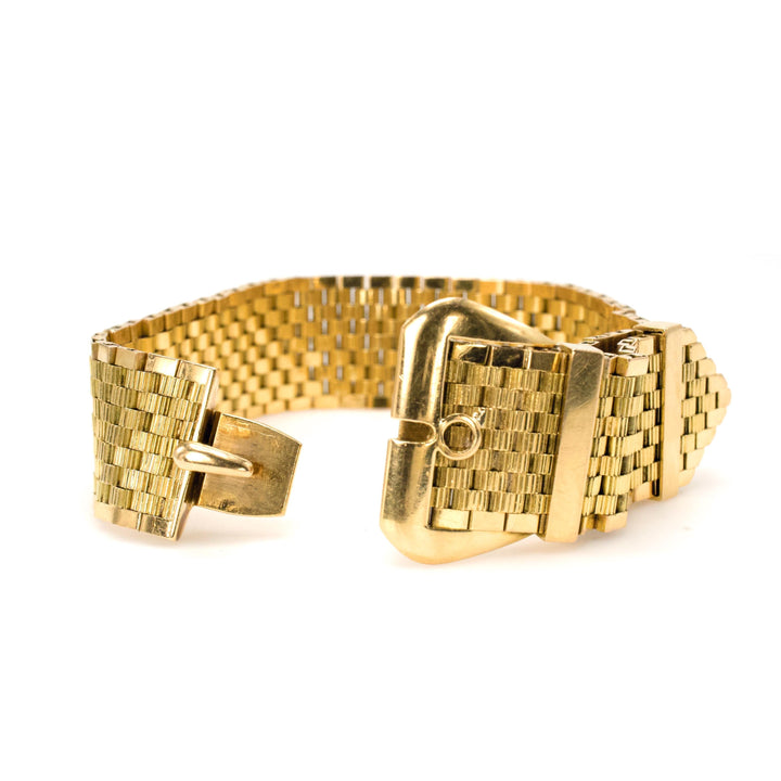 18K Yellow Gold Buckle Style Retro Bracelet