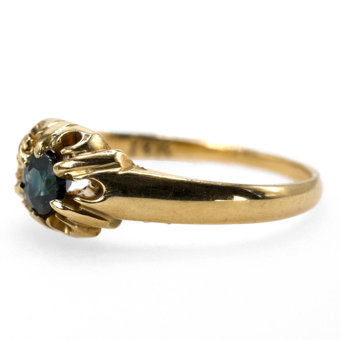 Petite Victorian Yellow Gold and Sapphire Solitaire Ring