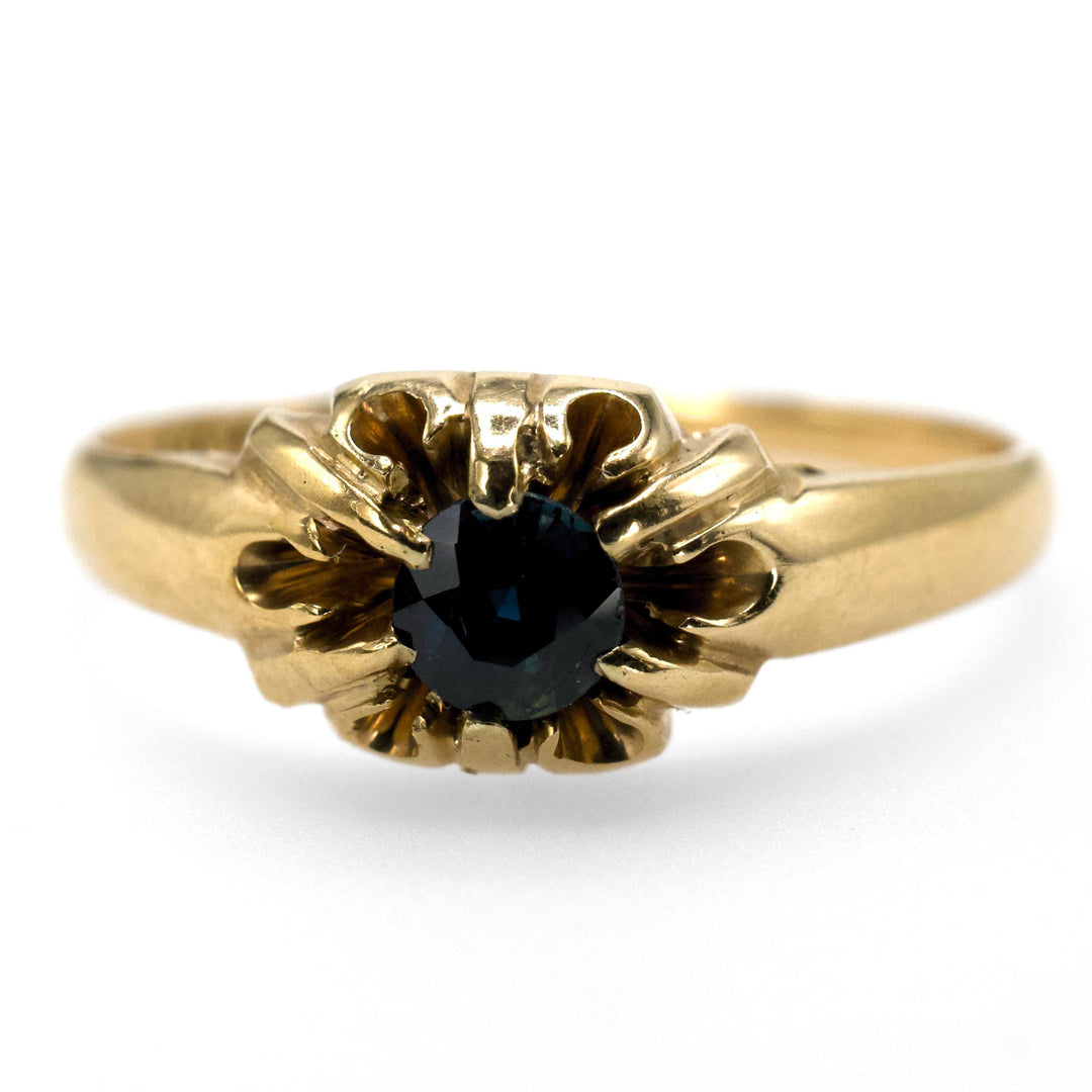 Petite Victorian Yellow Gold and Sapphire Solitaire Ring