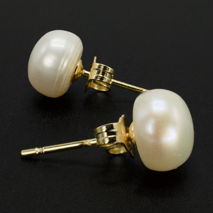 8 mm Akoya Pearl Stud Earrings in 14K Yellow Gold