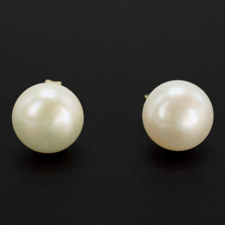 8 mm Akoya Pearl Stud Earrings in 14K Yellow Gold