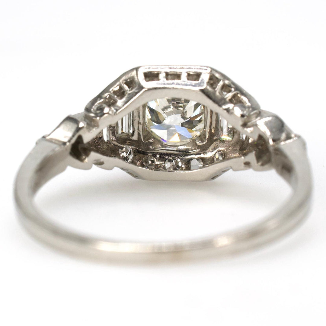 Original Art Deco 0.54 Carat Transitional Cut Diamond and Platinum Engagement Ring