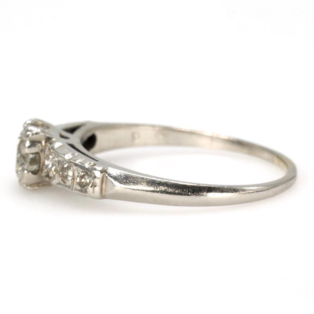 Estate 0.40 Carat Transition Cut Diamond Accented Platinum Solitaire