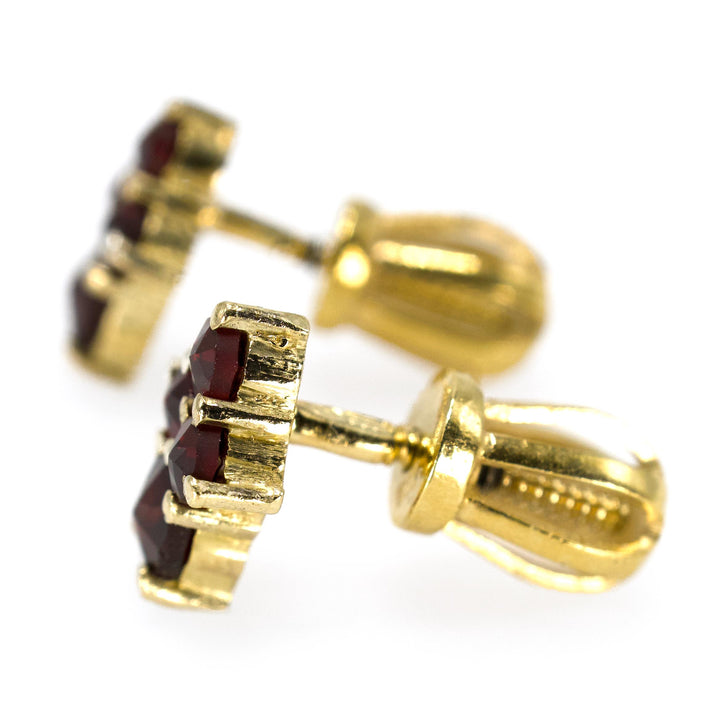 Estate Vermeil and Garnet Cruciform Screwback Stud Earrings