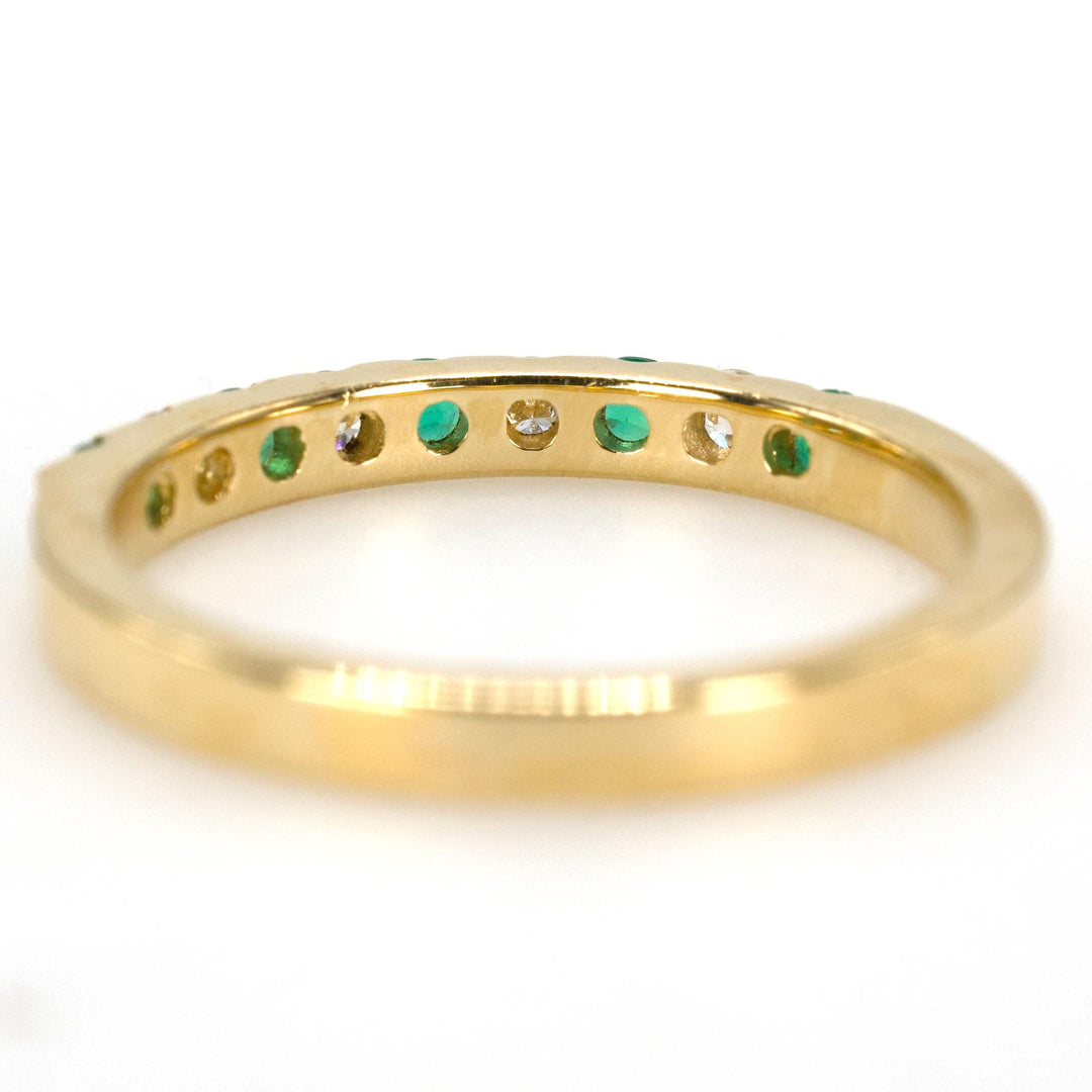 Yellow Gold Diamond and Emerald Anniversary or Wedding Band