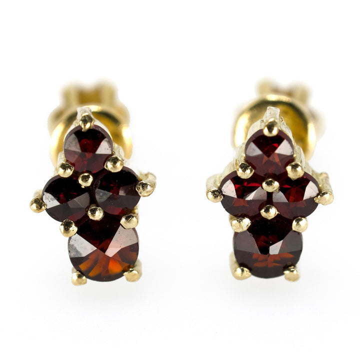 Estate Vermeil and Garnet Cruciform Screwback Stud Earrings