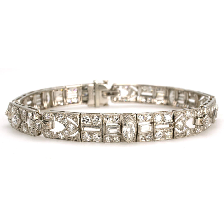 Art Deco Platinum and Diamond Openwork Link Bracelet with 3.25 Carats of Diamonds