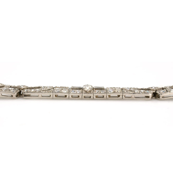 Art Deco Platinum and Diamond Openwork Link Bracelet with 3.25 Carats of Diamonds