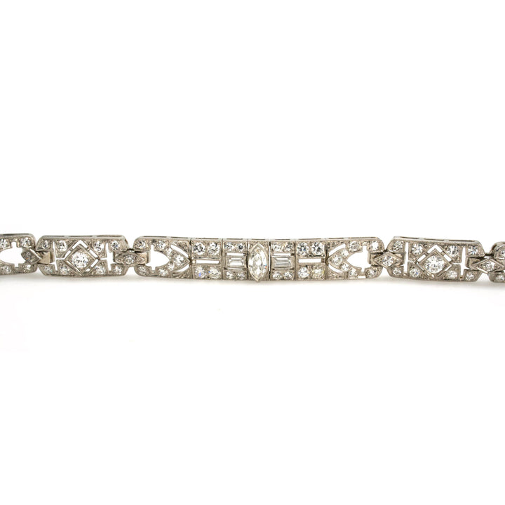 Art Deco Platinum and Diamond Openwork Link Bracelet with 3.25 Carats of Diamonds