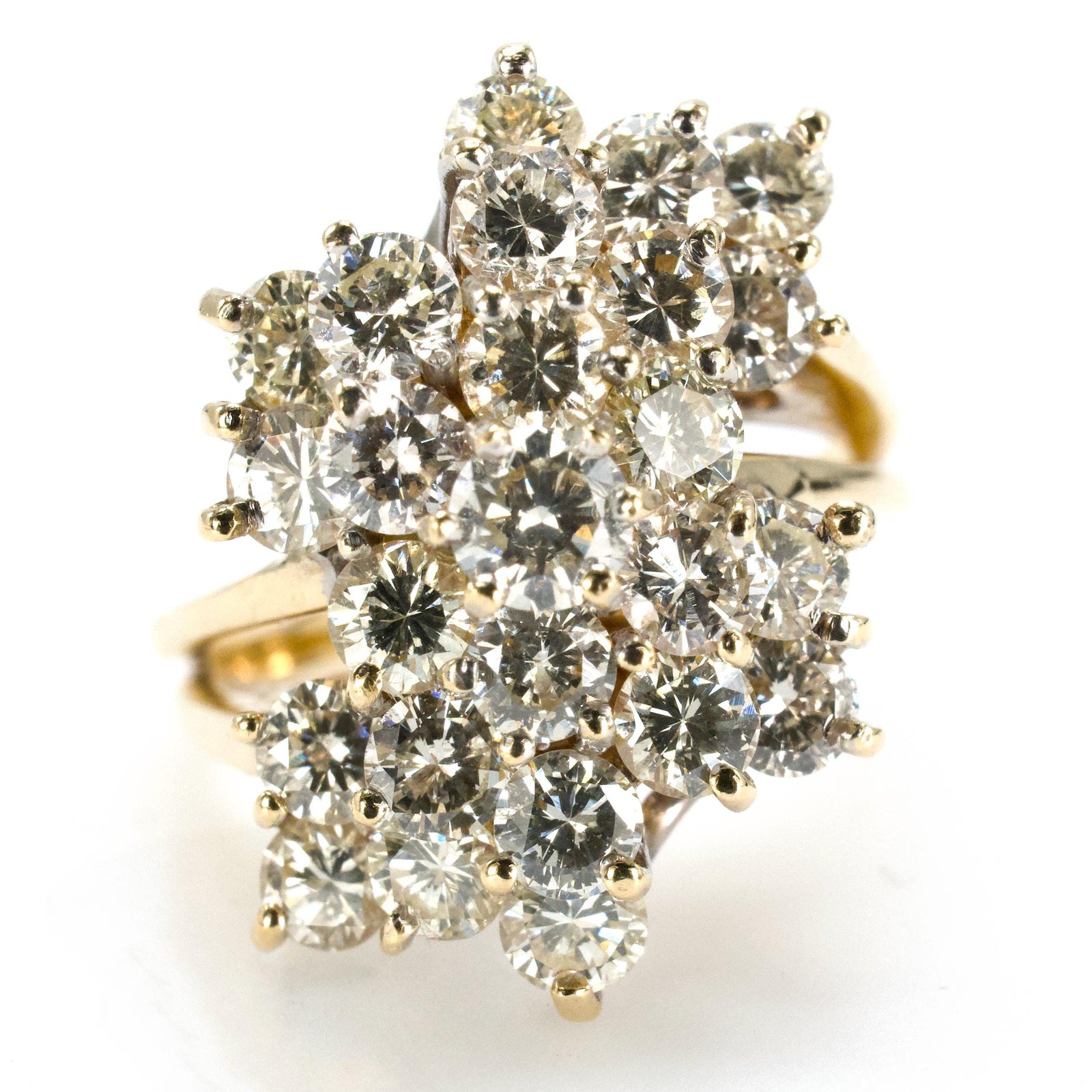 Vintage 3.00 Carats Diamond and Yellow Gold Waterfall Ring