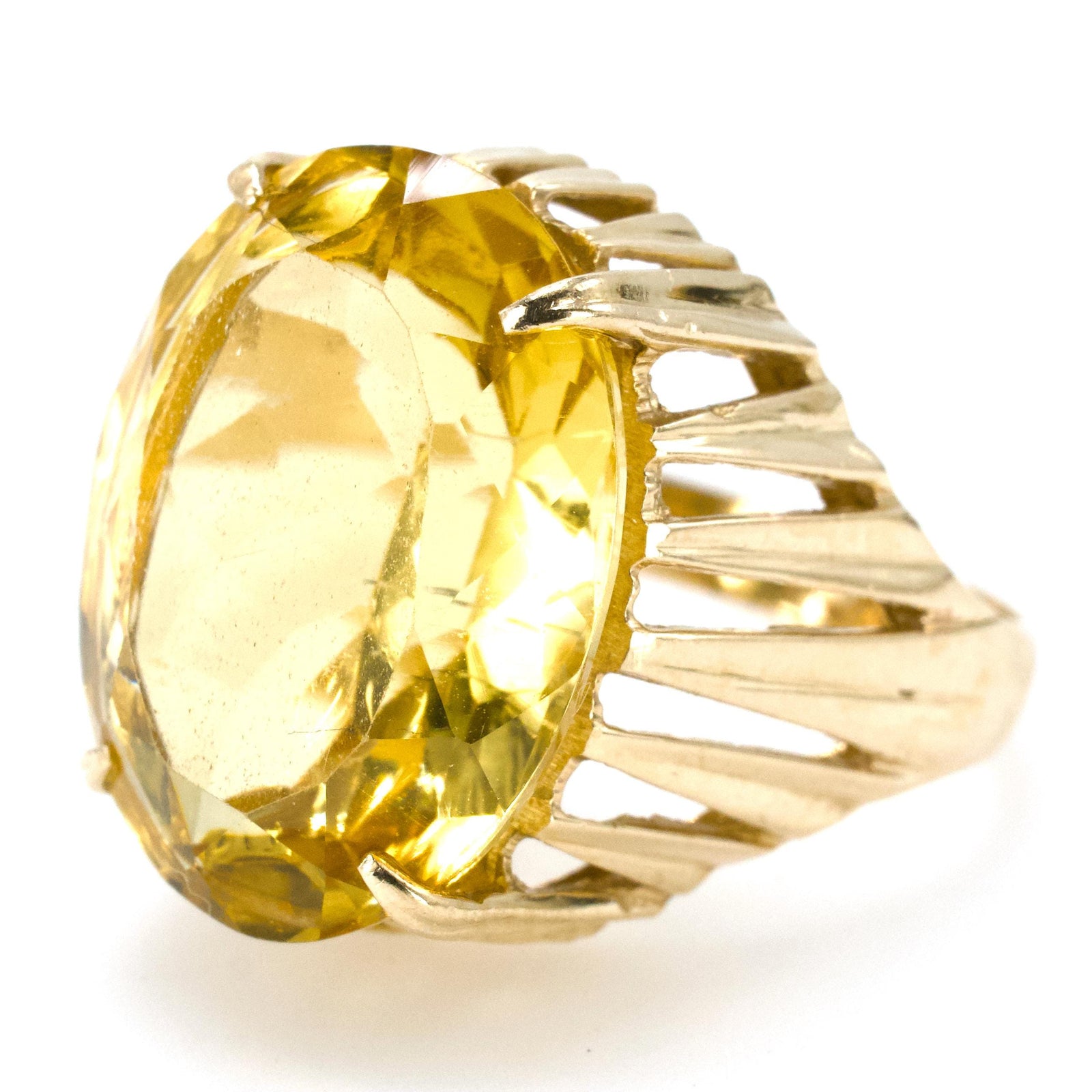 11.00+ Carat Oval Citrine in Dramatic Radiate Ring