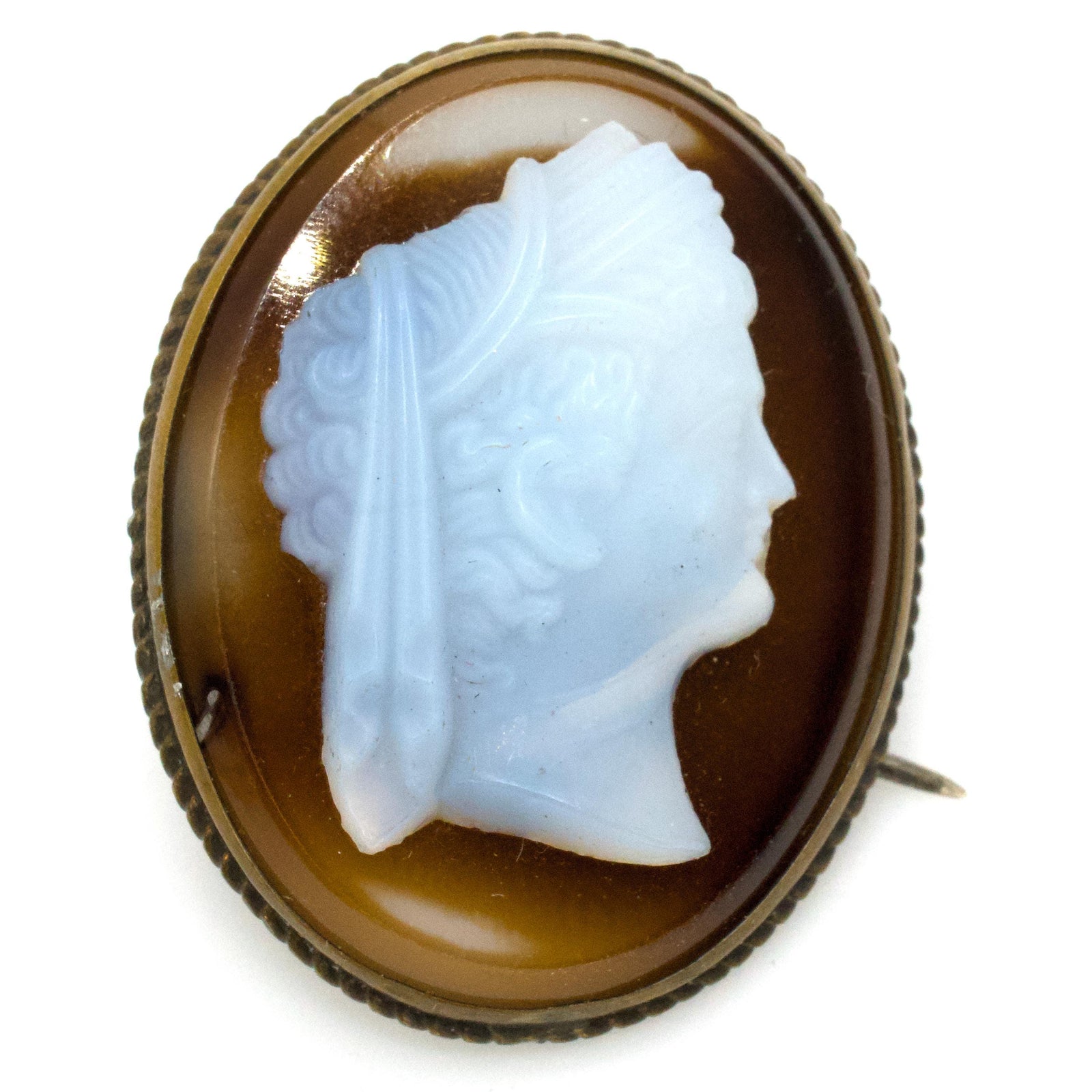 Estate Victorian Sardonyx Composite and Gold Fill Cameo Brooch