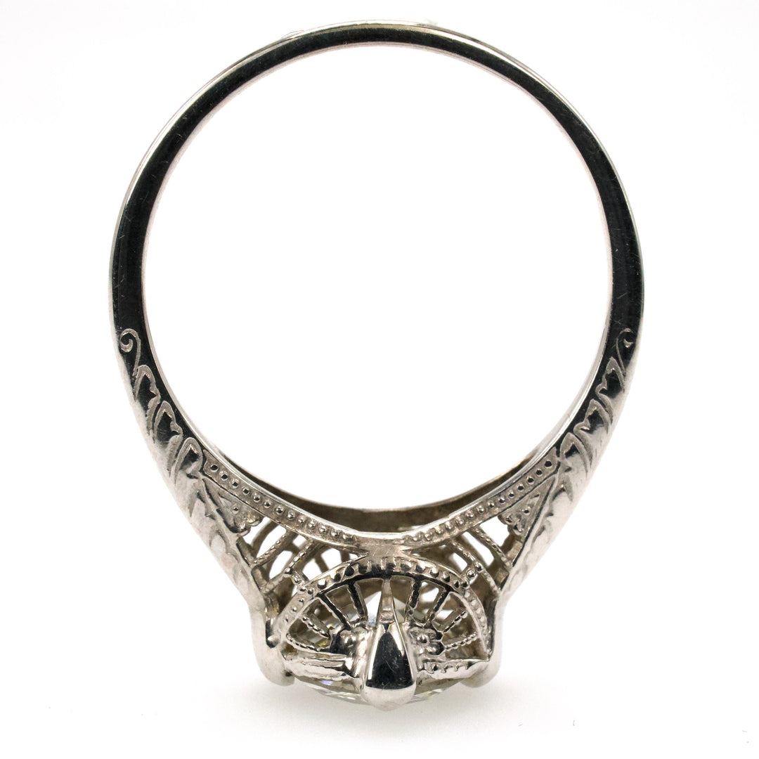 Edwardian 1.60 Carat Old European Cut Diamond Solitaire Filigree Engagement Ring