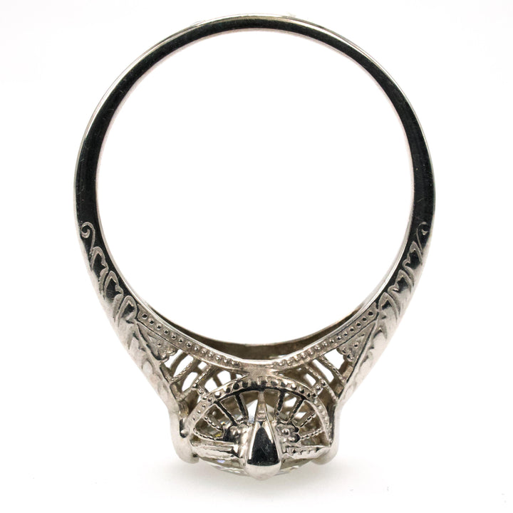 Edwardian 1.60 Carat Old European Cut Diamond Solitaire Filigree Engagement Ring