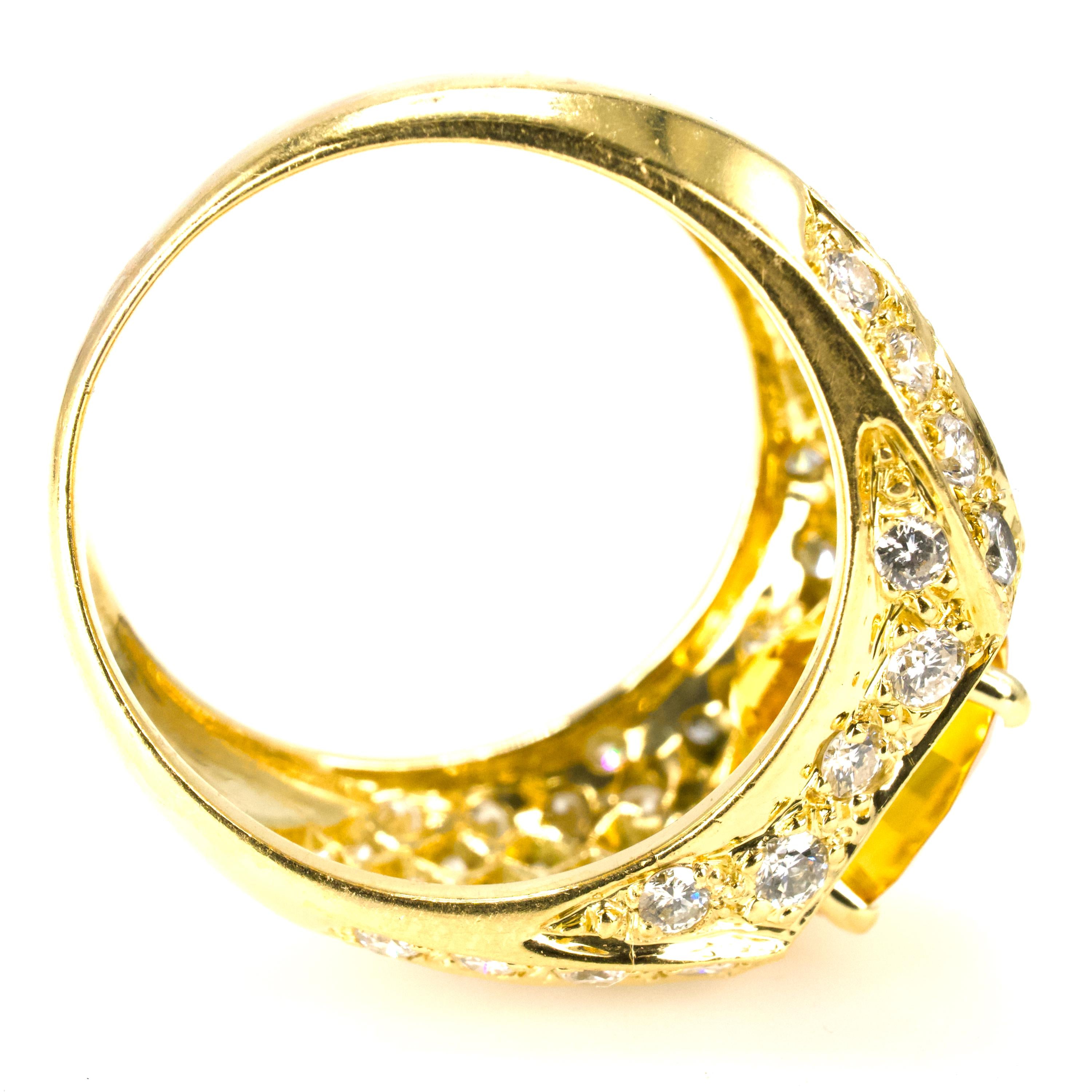 Estate Hammerman Bros. 18K Gold Yellow Sapphire and Pavé Estate Hammerman Bros. 18K Gold Yellow Sapphire and Pavé
