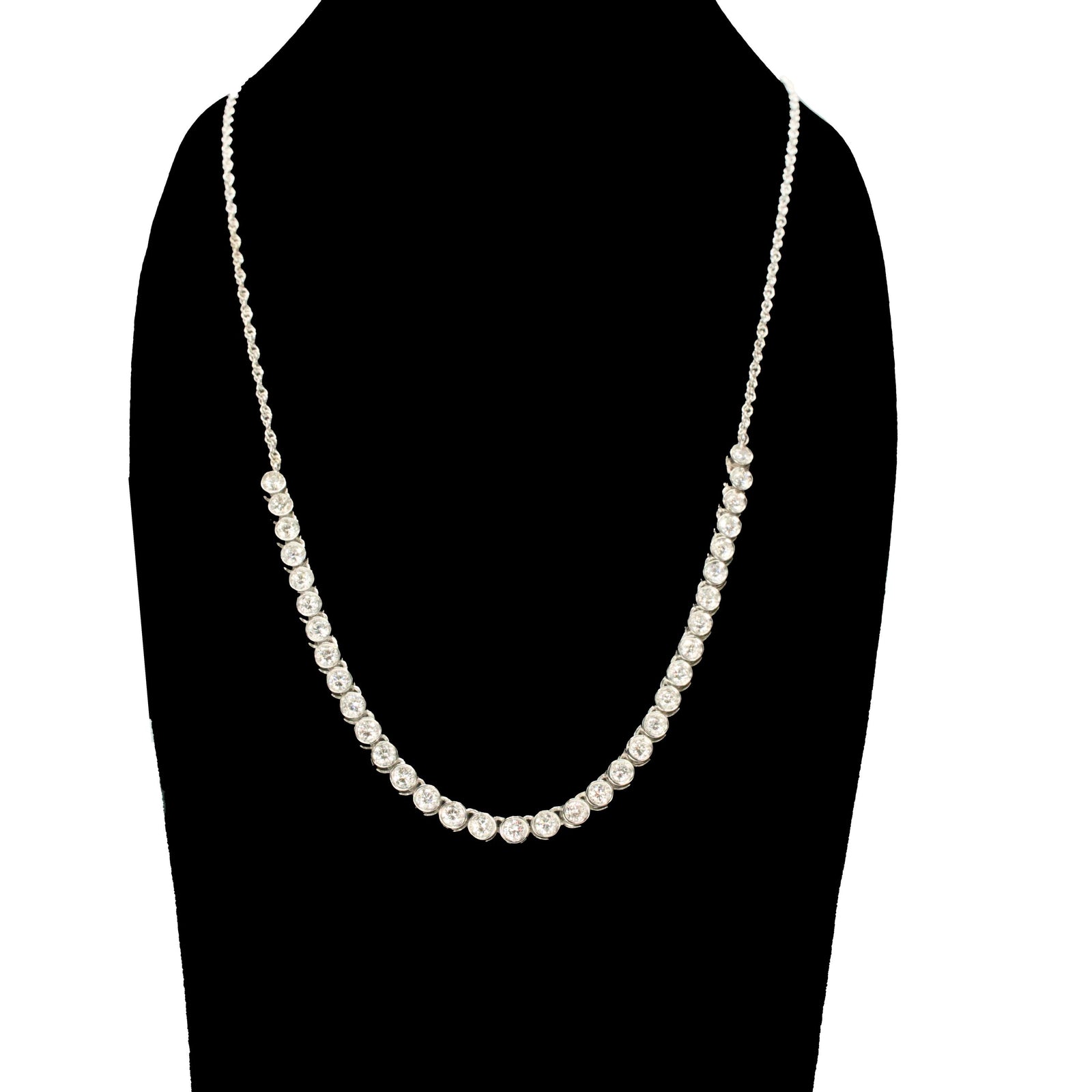 Platinum and 18K White Gold Line Necklace with 1.70 Carats of Diamonds