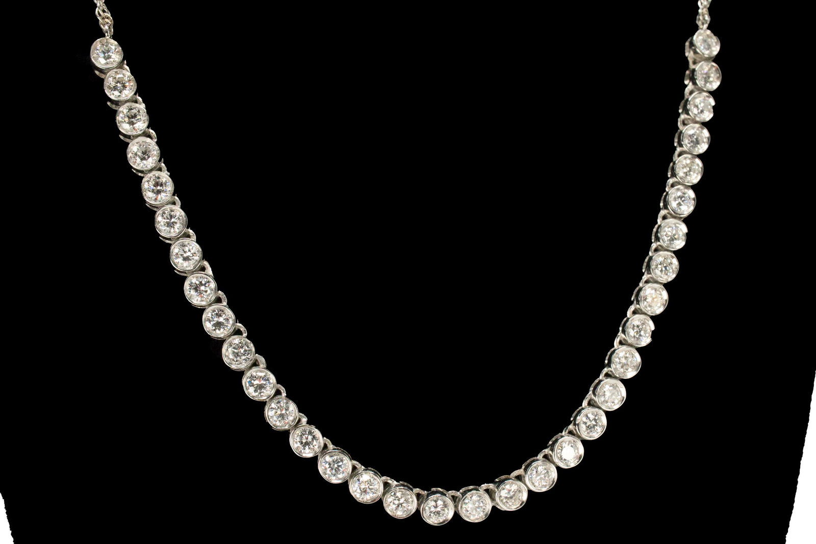 Platinum and 18K White Gold Line Necklace with 1.70 Carats of Diamonds